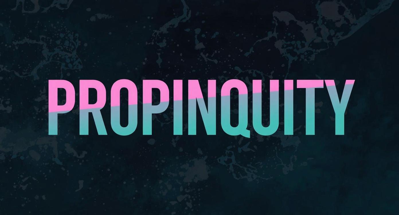 The word propinquity with a pink to teal gradient.