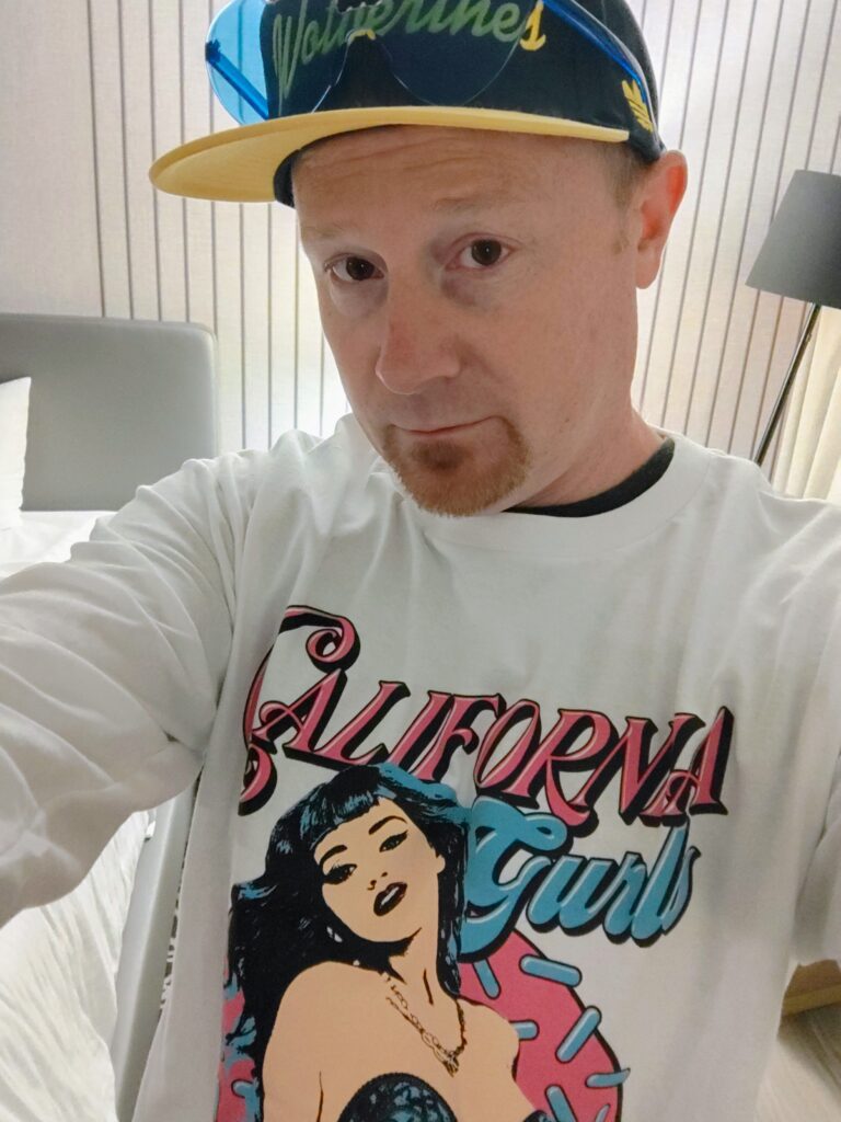 Steve with a Katy Perry shirt on.