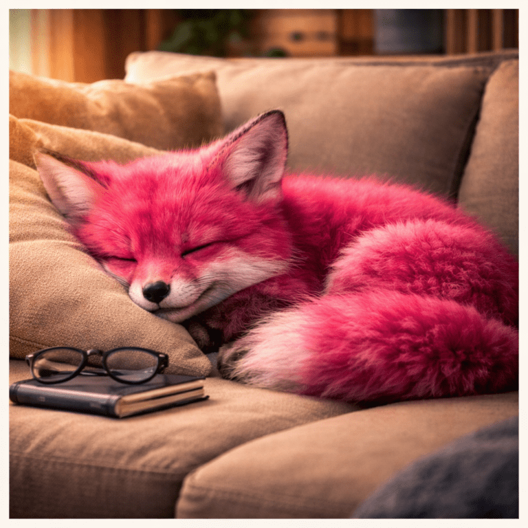 Fox sleeping on a couch.